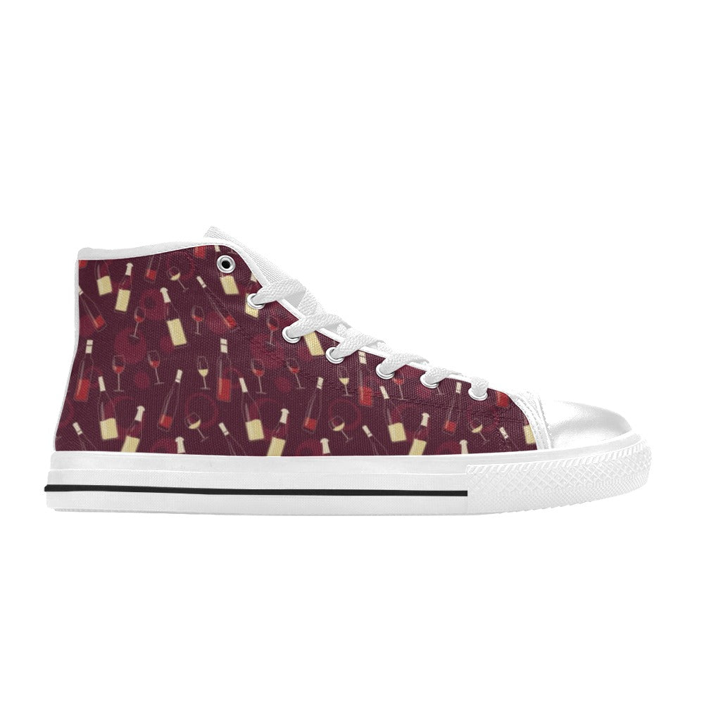 Wine Themed Print Design LKS302 Men's High Top Canvas Shoes