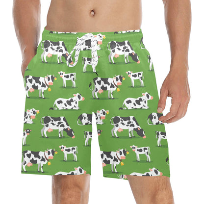Cow Happy Print Pattern Men's Swim Trunks Beach Shorts