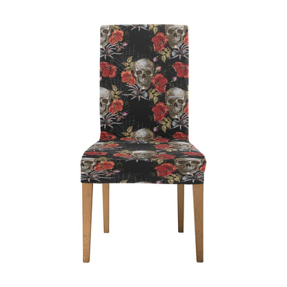 Spider Web Skull Rose Print Design LKS305 Dining Chair Slipcover