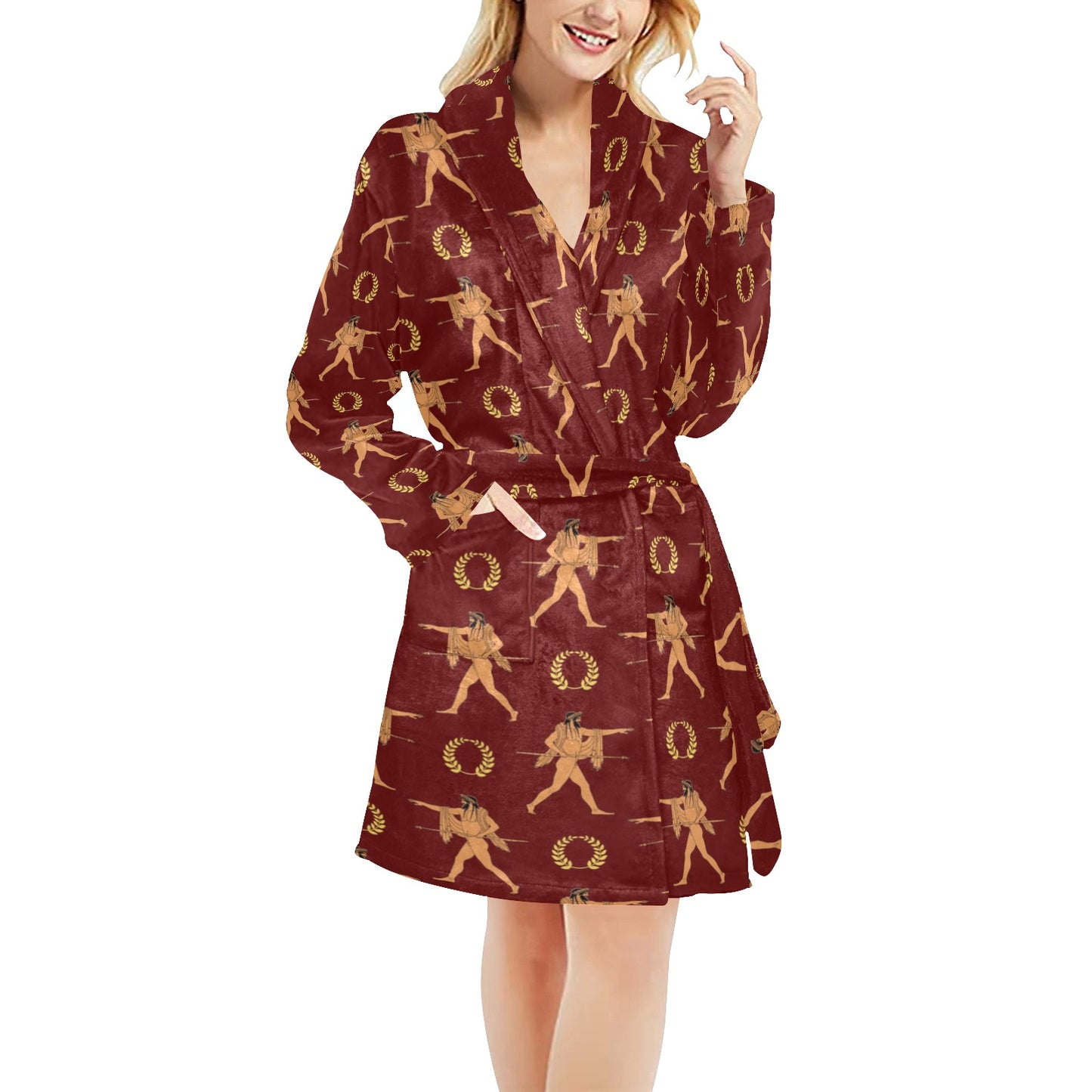 Ancient Greek Print Design LKS307 Women's Fleece Robe