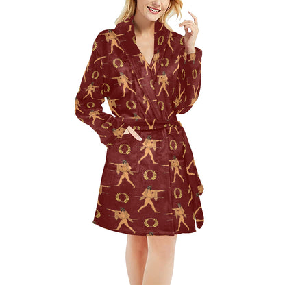 Ancient Greek Print Design LKS307 Women's Fleece Robe