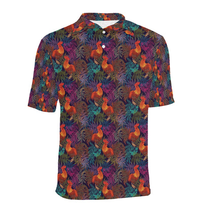 Rooster Print Style Men Polo Shirt