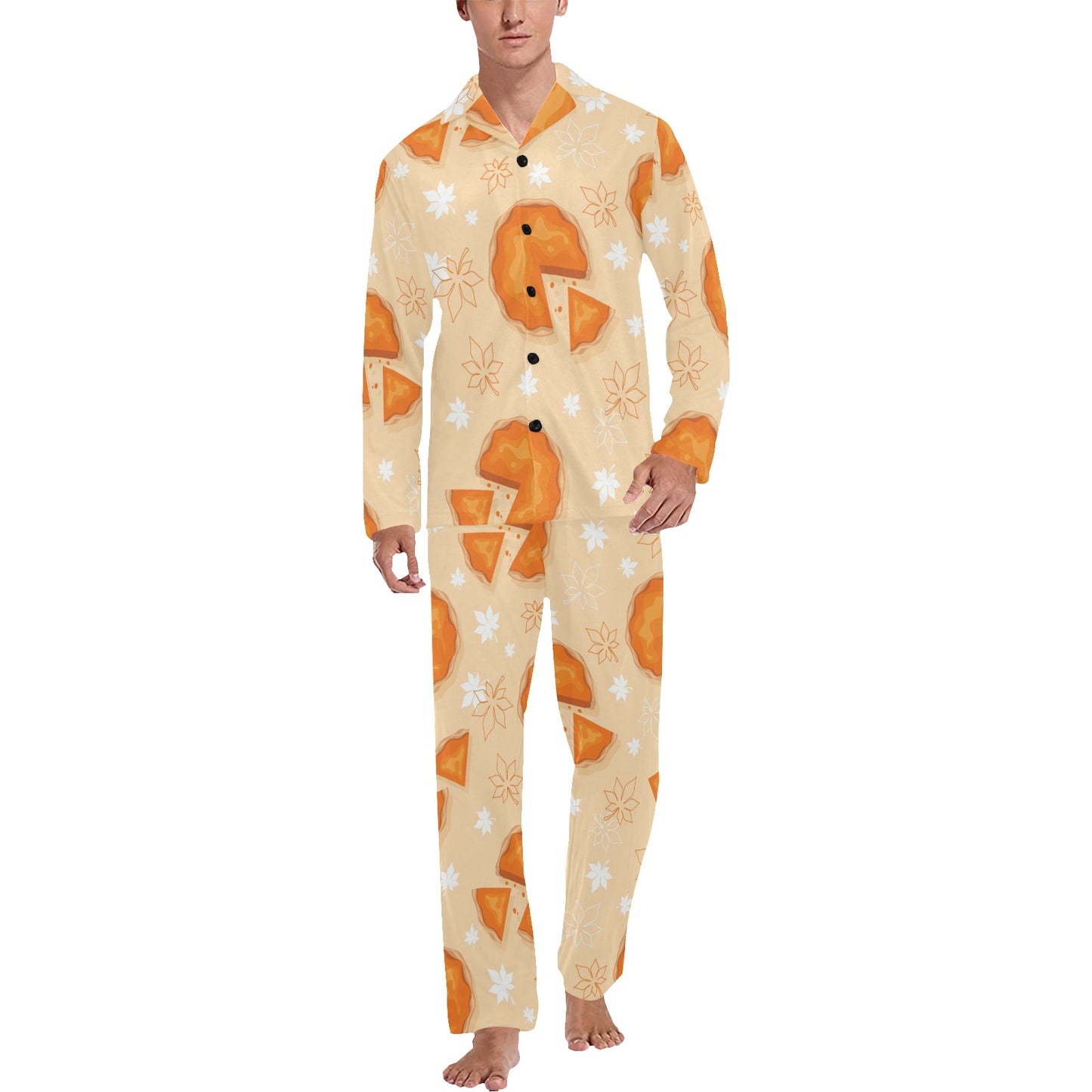 Pie Pattern Print Design A01 Men's Long Pajama Set