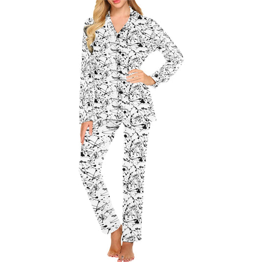 Splatter Print Design LKS305 Women's Long Pajama Set