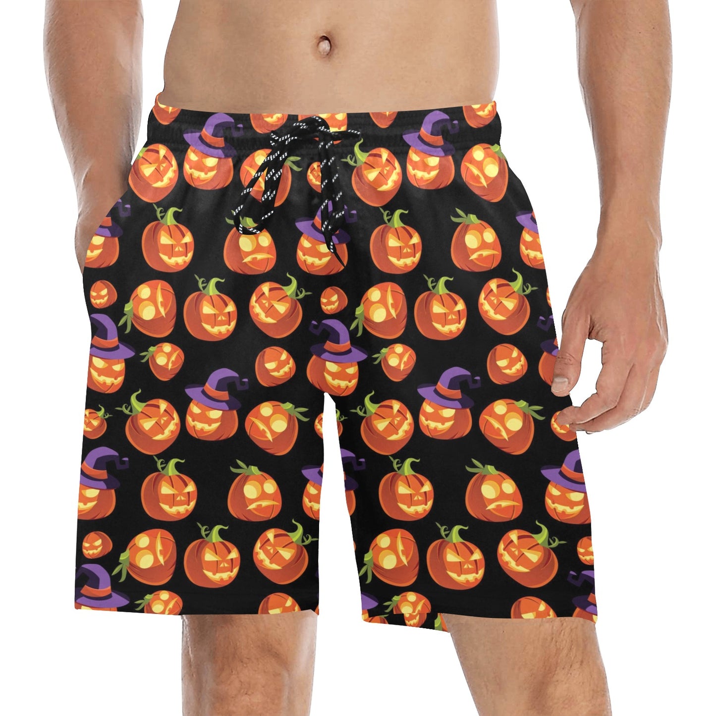 Witch Pumpkin Halloween Print LKS302 Men's Swim Trunks Beach Shorts