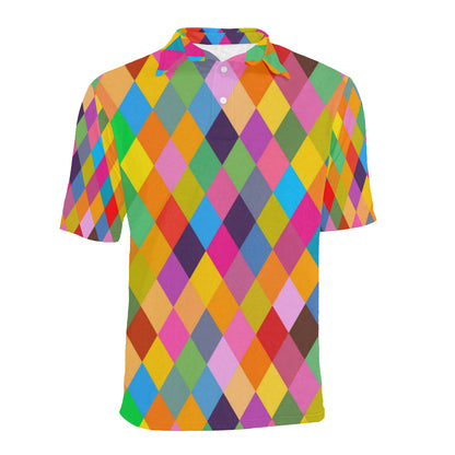 Harlequin Pattern Print Design 02 Men Polo Shirt