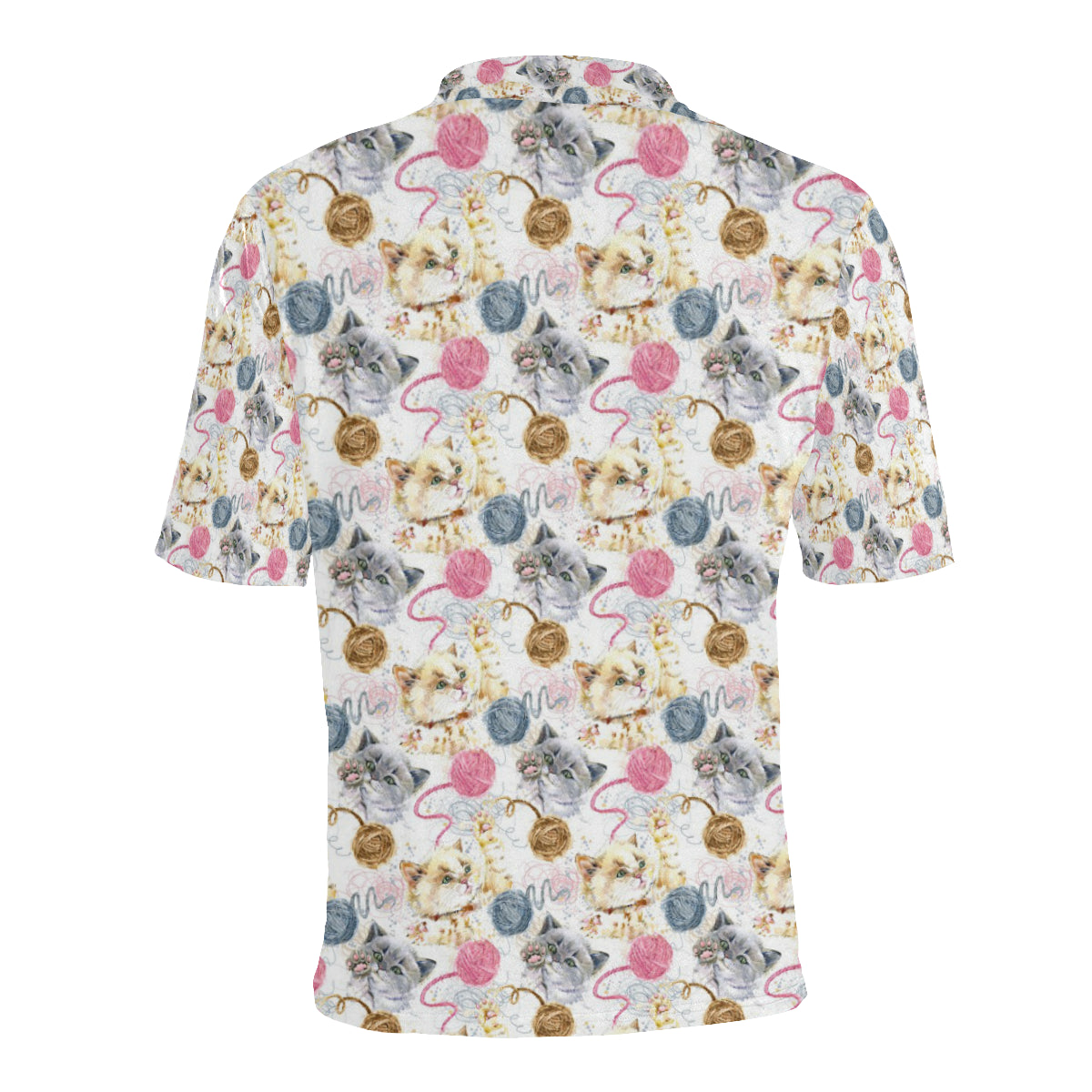 Cat Playing Yarn Pattern Print Design 07 Men Polo Shirt