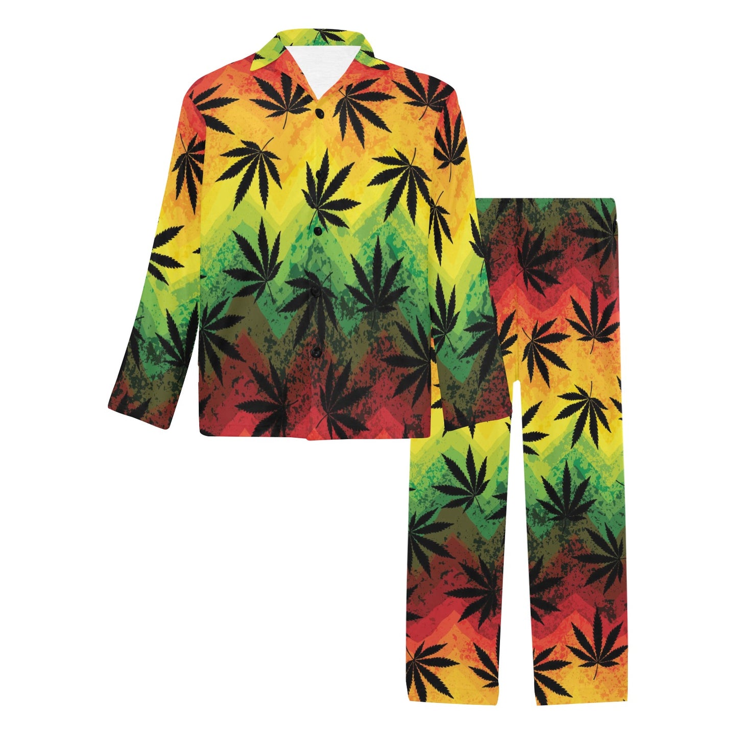 Rasta Pattern Print Design A02 Men's Long Pajama Set