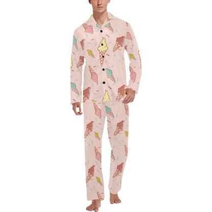 Ice Cream Pattern Print Design 02 Men's Long Pajama Set
