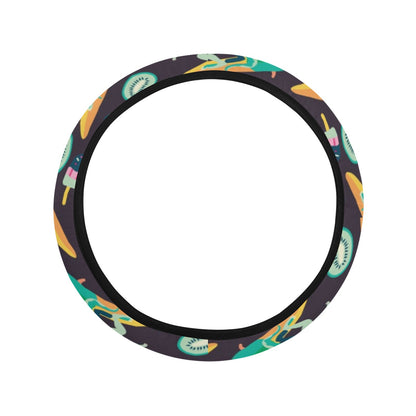 Surfboard T Rex Print Design LKS301 Steering Wheel Cover with Elastic Edge