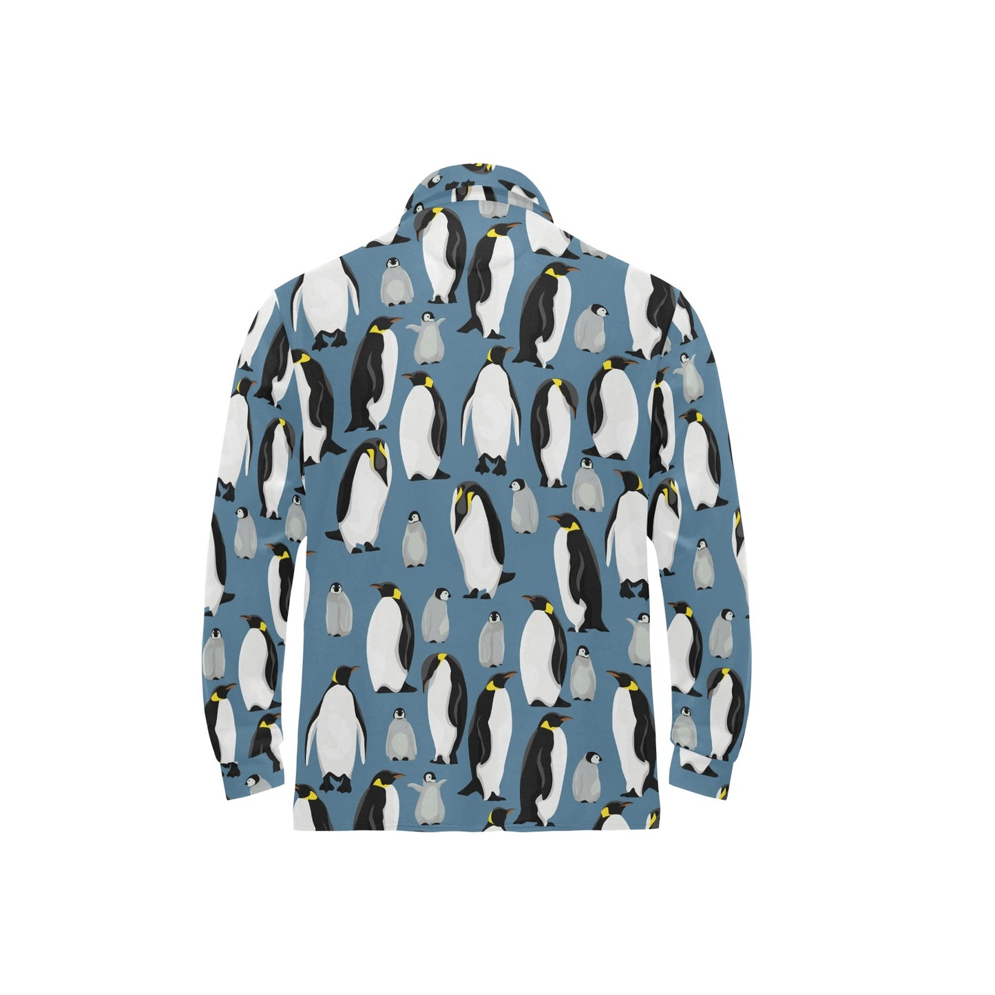Penguin Pattern Print Design A03 Long Sleeve Polo Shirt For Men's