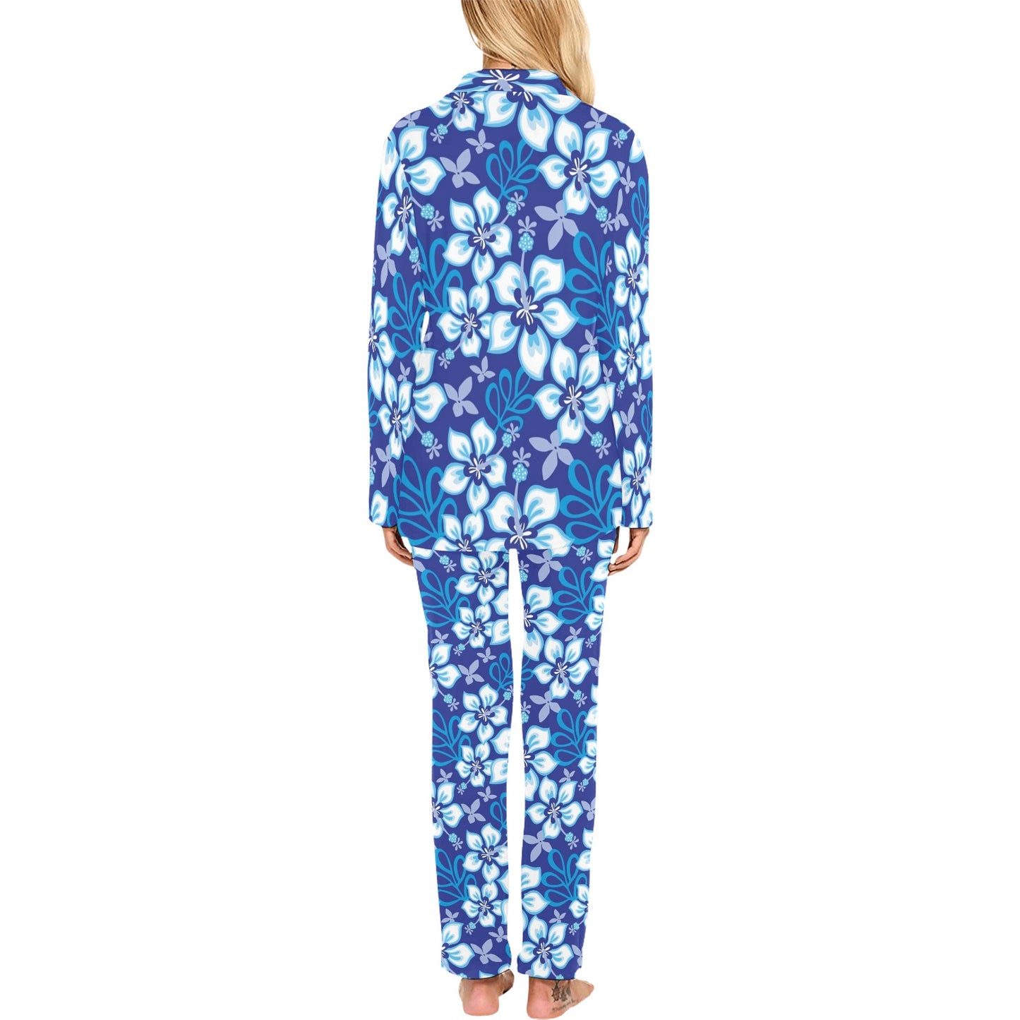 Hibiscus Pattern Print Design HB04 Women's Long Pajama Set