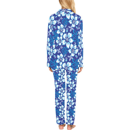 Hibiscus Pattern Print Design HB04 Women's Long Pajama Set