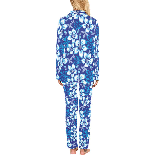 Hibiscus Pattern Print Design HB04 Women's Long Pajama Set
