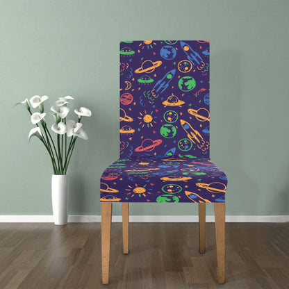 UFO Space Rocket Print Design LKS302 Dining Chair Slipcover