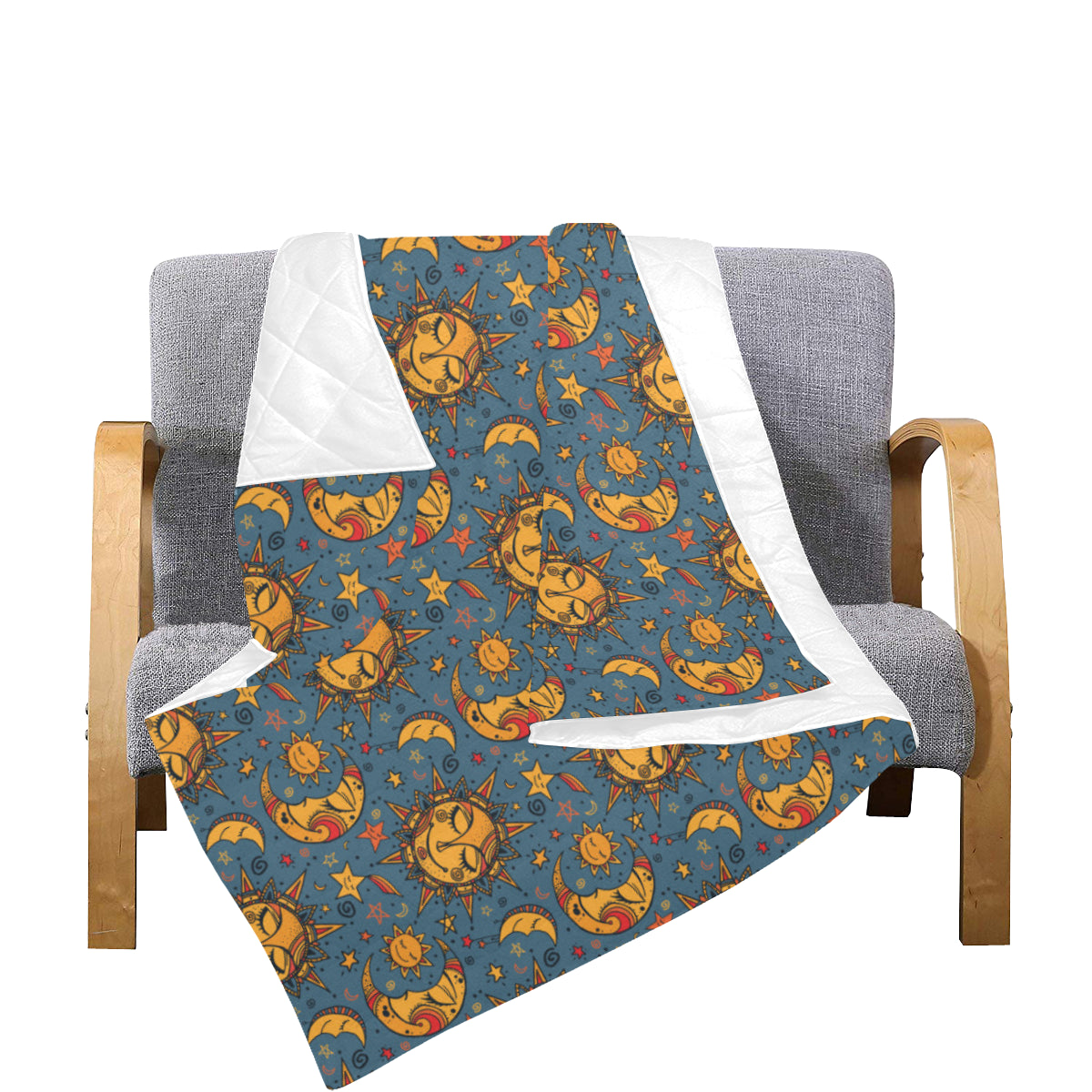 Celestial Moon Sun Pattern Print Design 02 Premium Quilt