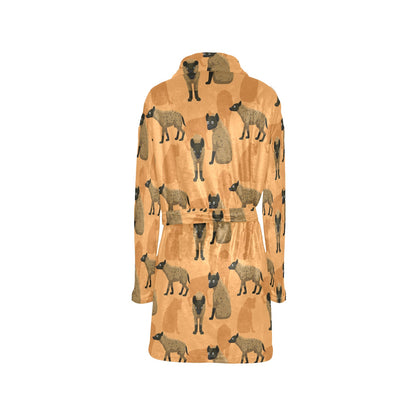 Hyena Pattern Print Design 01 Women's Fleece Robe