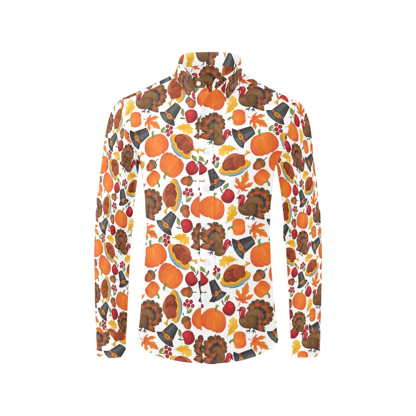 Thanksgiving Print Design LKS304 Men's Long Sleeve Dress Shirt