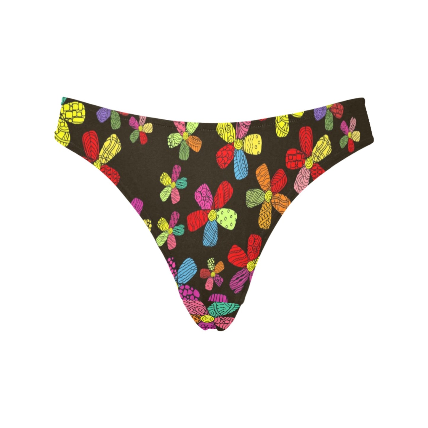 Flower Power Colorful Print Pattern Women's Thongs