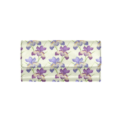Iris Pattern Print Design IR08 Women's Trifold Wallet