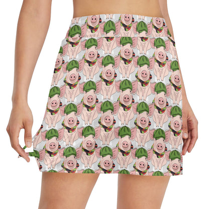 Pig Print Design LKS403 17" Golf & Pickleball Skort with Pockets
