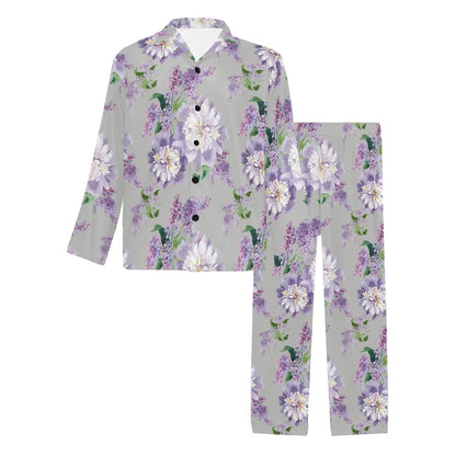 Lilac Pattern Print Design LI07 Men's Long Pajama Set