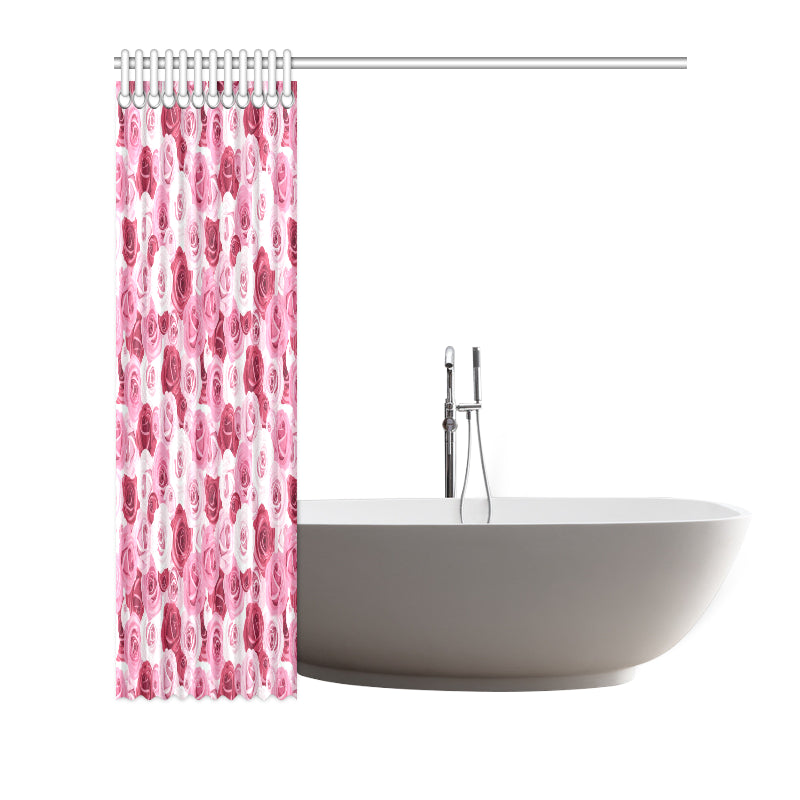 Pink Red Rose Pattern Print Shower Curtain