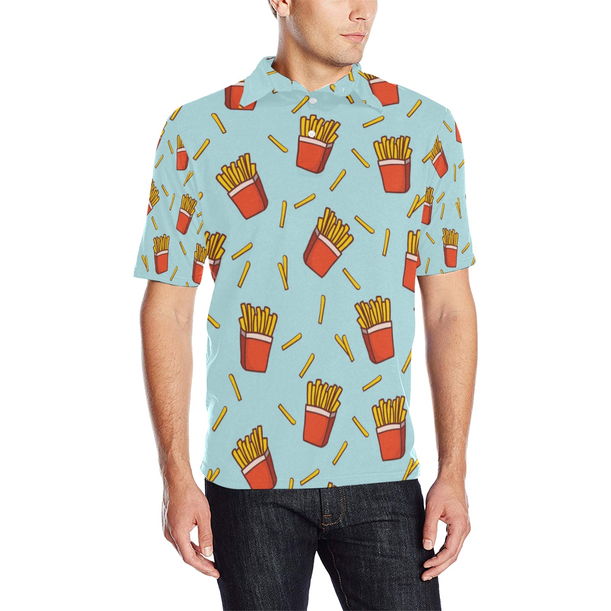 French Fried Pattern Print Design 02 Men Polo Shirt