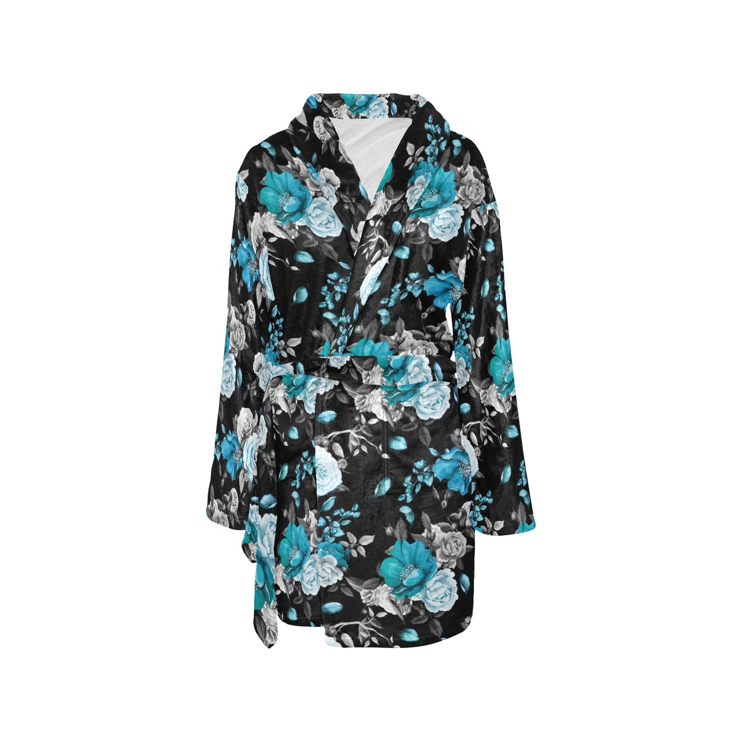 Rose Pattern Print Design A02 Women's Fleece Robe