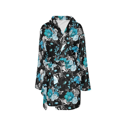 Rose Pattern Print Design A02 Women's Fleece Robe