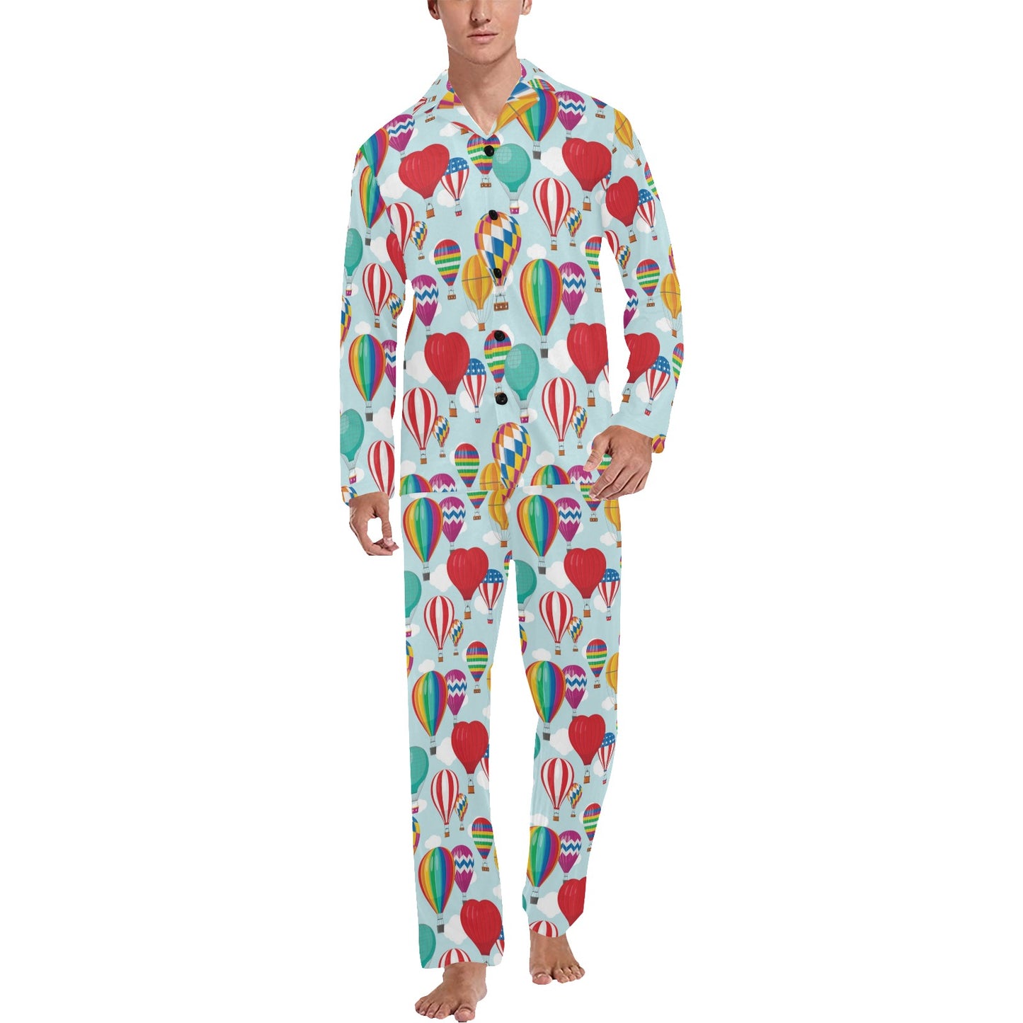 Ballon Pattern Print Design 07 Men's Long Pajama Set