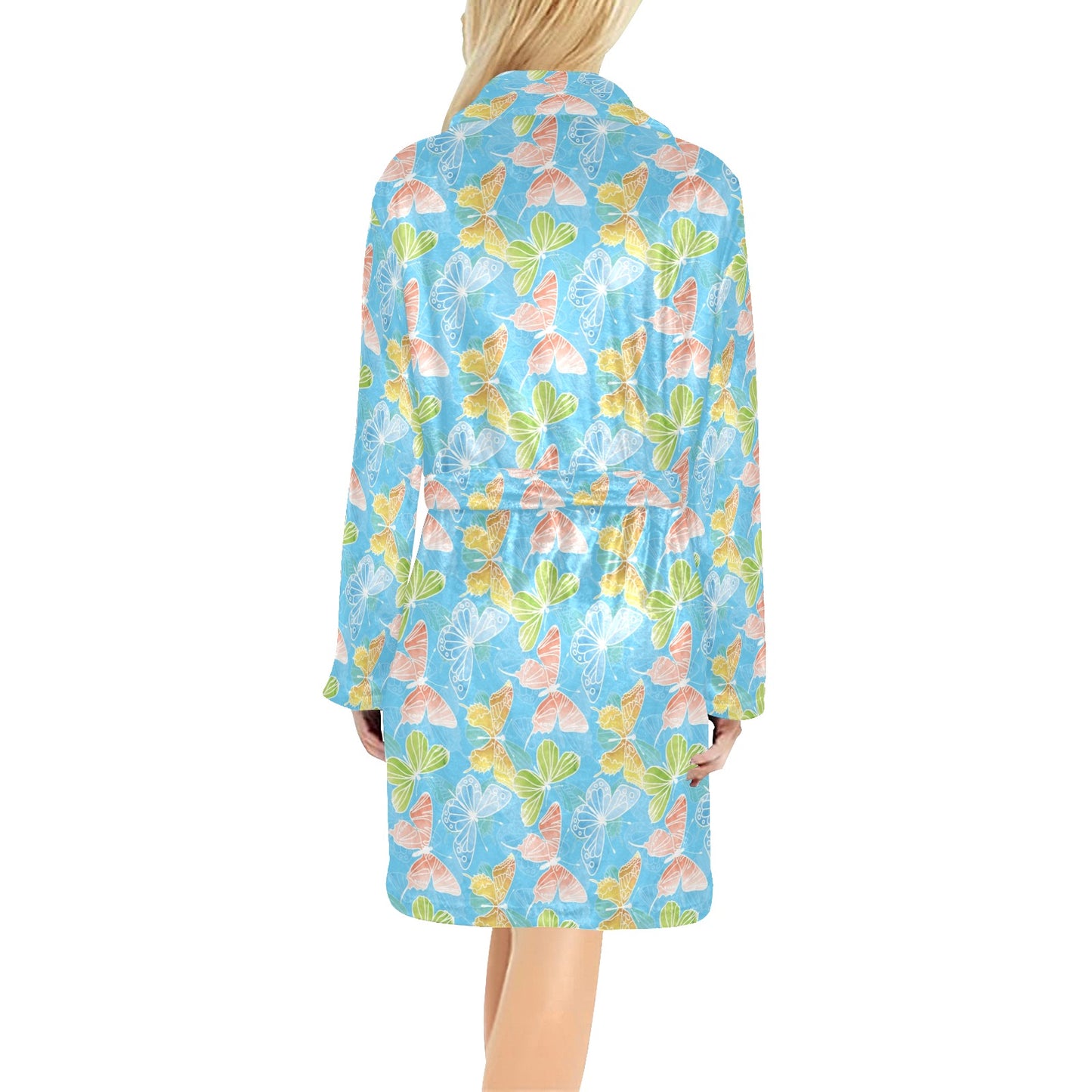 Butterfly Pattern Print Design 05 Women's Fleece Robe