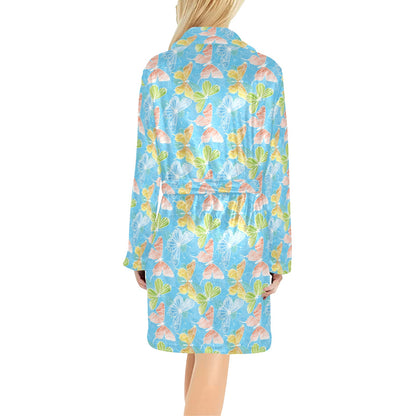 Butterfly Pattern Print Design 05 Women's Fleece Robe
