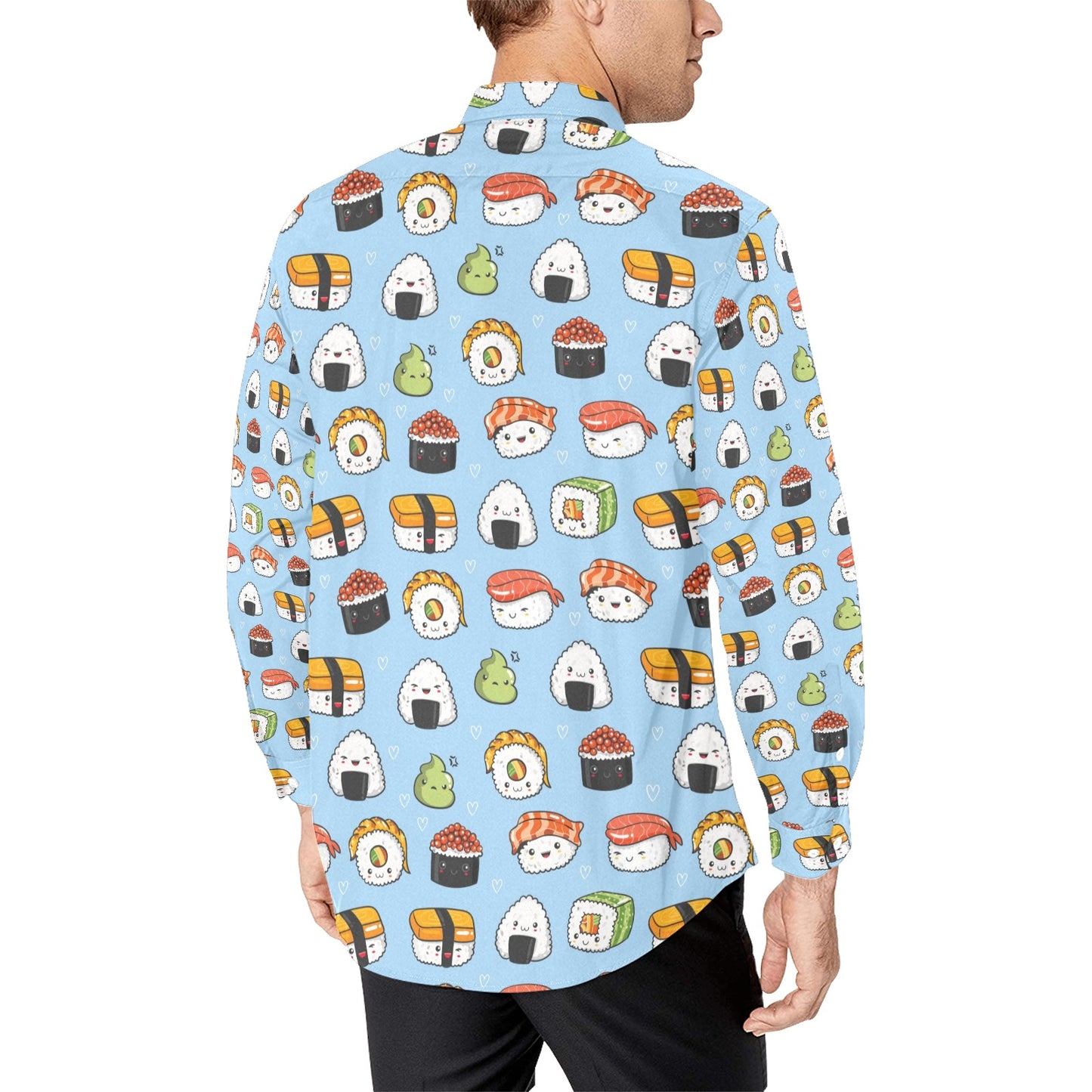 Sushi Print Design LKS303 Men's Long Sleeve Dress Shirt