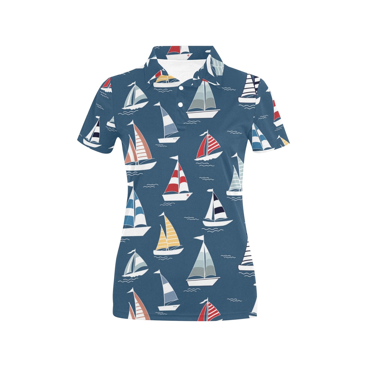 Sailing Ships Pattern Print Design A04 Women's Polo Shirt