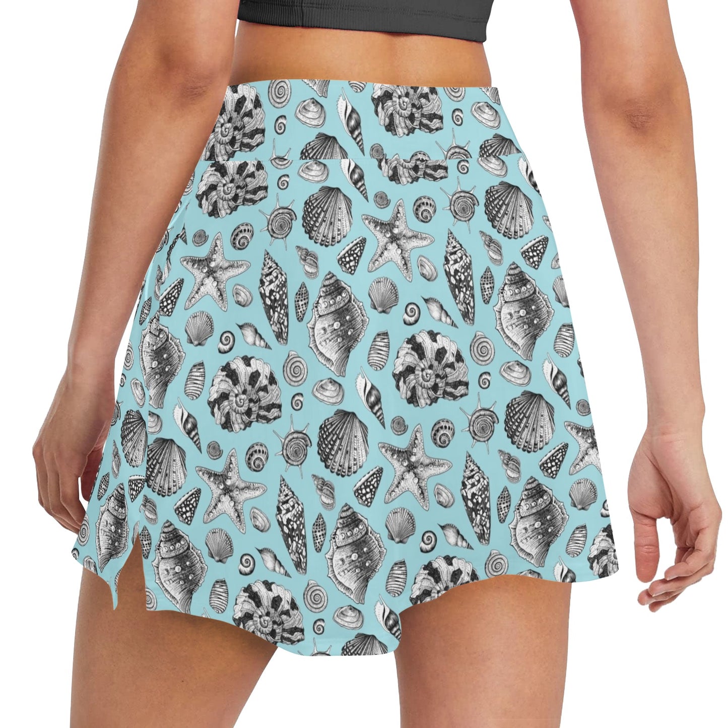 Seashell Beach Print Design LKS302 17" Golf & Pickleball Skort with Pockets