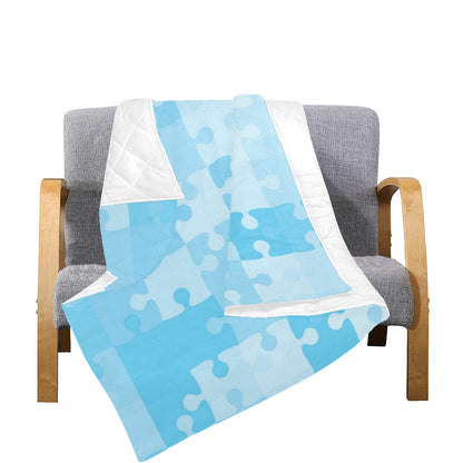 Puzzle Blue Pattern Print Design A04 Premium Quilt