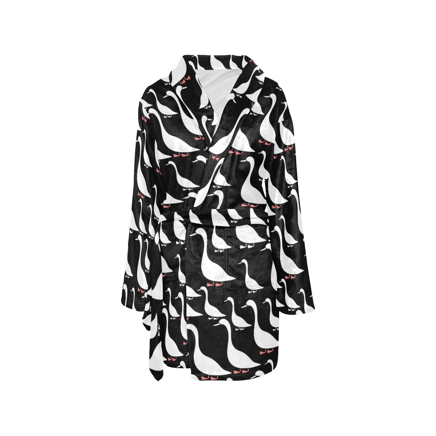 Goose Pattern Print Design 01 Women's Fleece Robe
