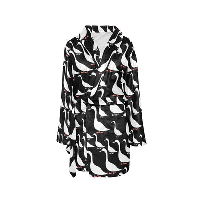Goose Pattern Print Design 01 Women's Fleece Robe