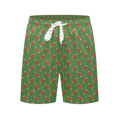 American Football on Field Themed Men's Swim Trunks Beach Shorts