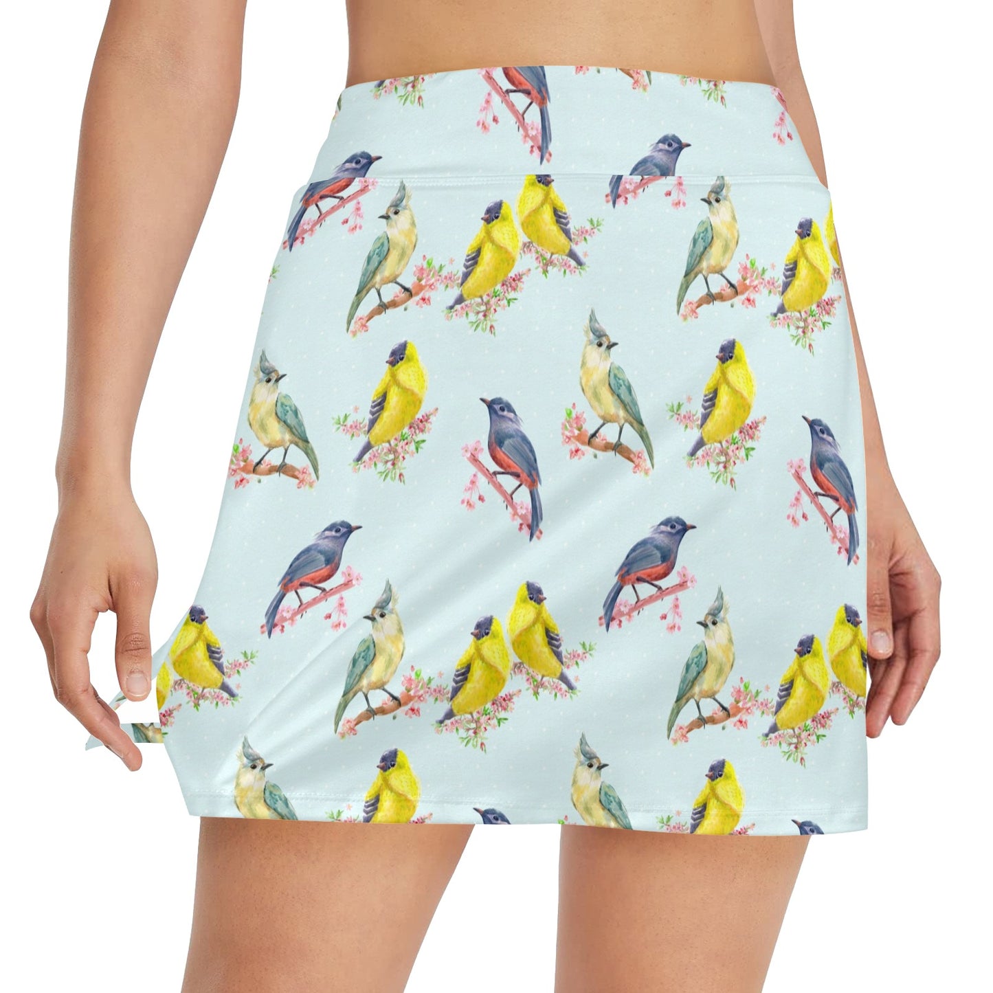 Bird Sweet Themed Print Pattern 17" Golf & Pickleball Skort with Pockets