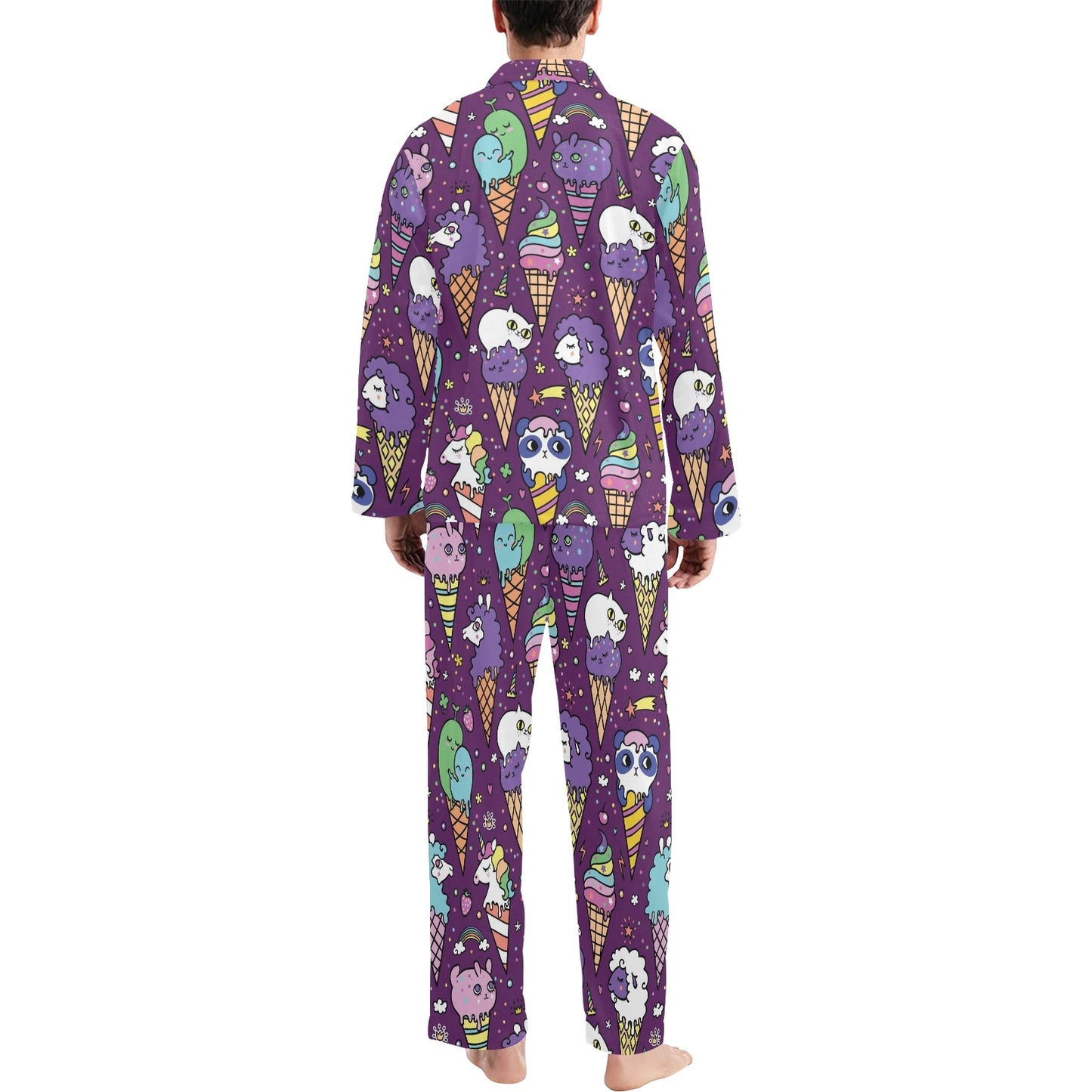 Ice Cream Pattern Print Design IC07 Men's Long Pajama Set