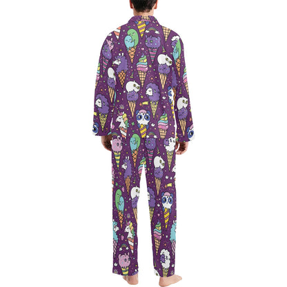Ice Cream Pattern Print Design IC07 Men's Long Pajama Set