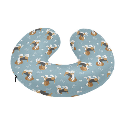 Beagle Pattern Print Design 02 U-Shaped Travel Neck Pillow