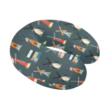 Windmill Pattern Print Design 04 U-Shaped Travel Neck Pillow