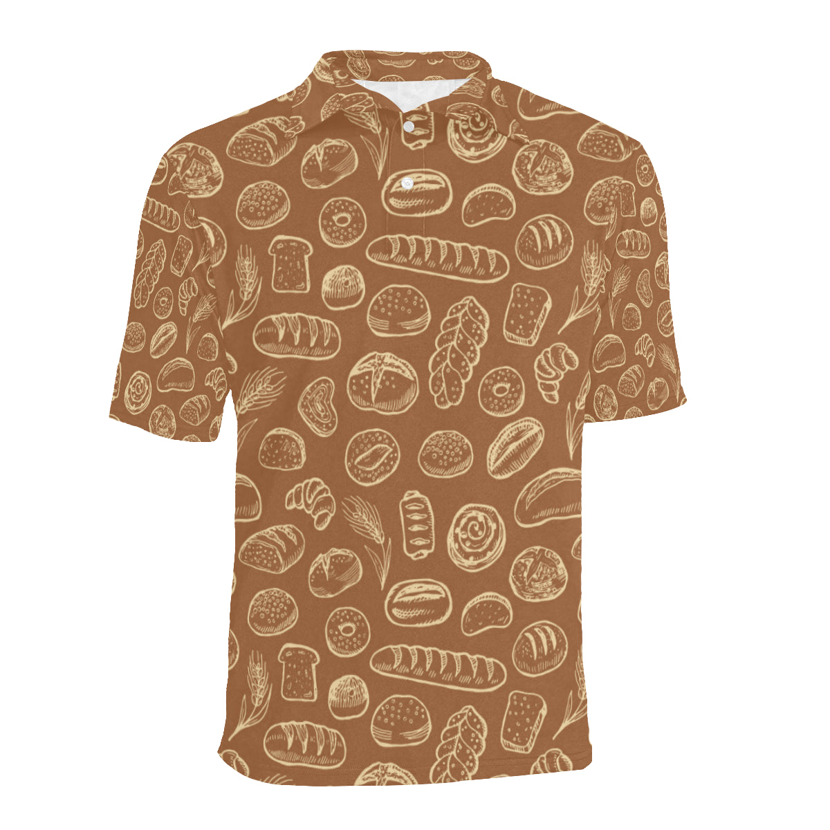 Bread Pattern Print Design 03 Men Polo Shirt