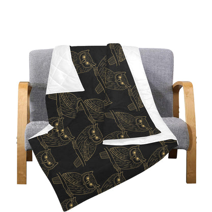 Gold Owl Pattern Premium Quilt
