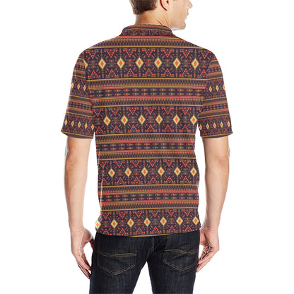 Southwest Ethnic Design Themed Print Men Polo Shirt