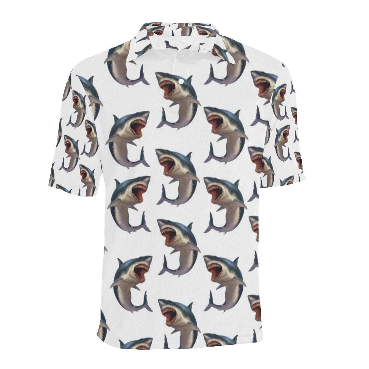 Great White Shark Pattern Print Design 03 Men Polo Shirt