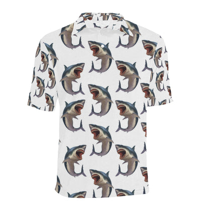 Great White Shark Pattern Print Design 03 Men Polo Shirt